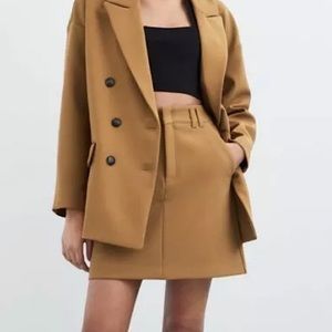 Zara Mini Skirt in Camel Brown Fully Lined